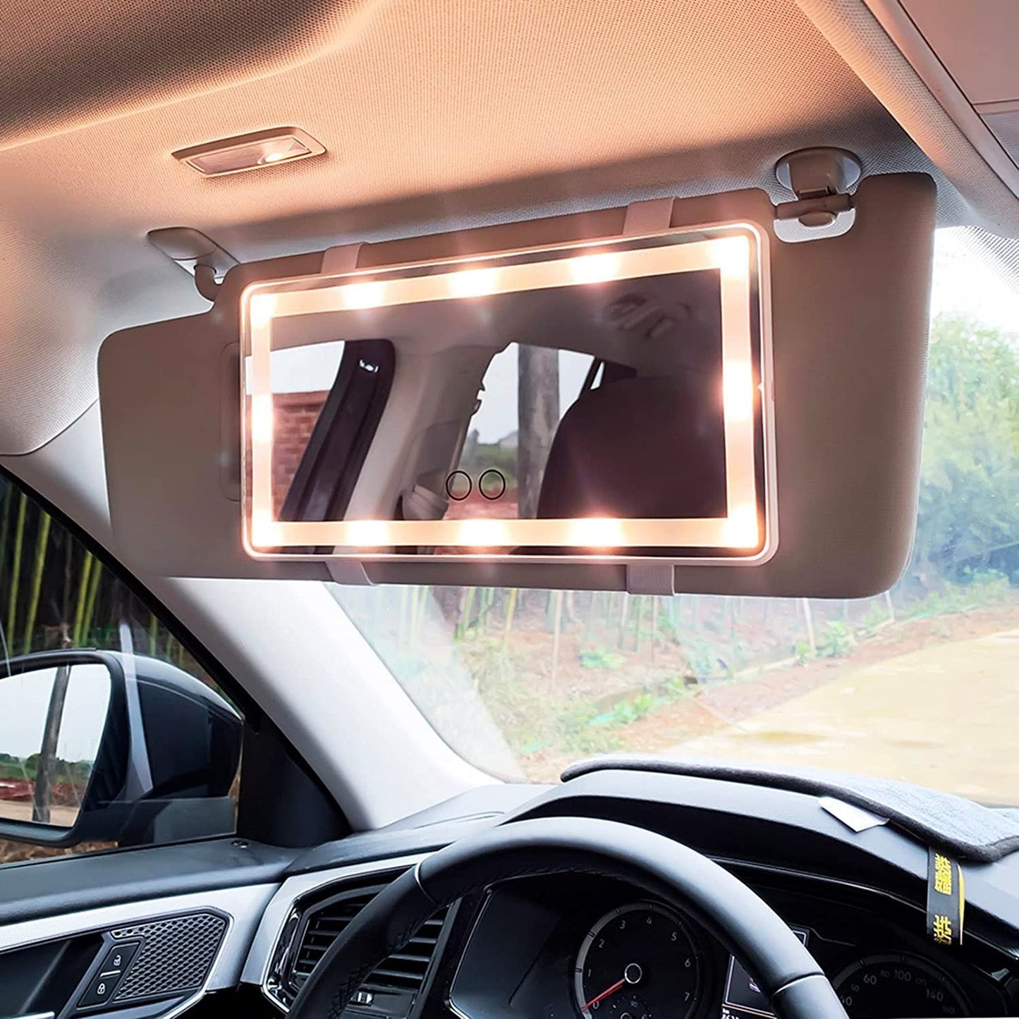 GlowView™ | Premium Car Vanity Mirror with LED Lights for Perfect On-the-Go Makeup Touch-Ups